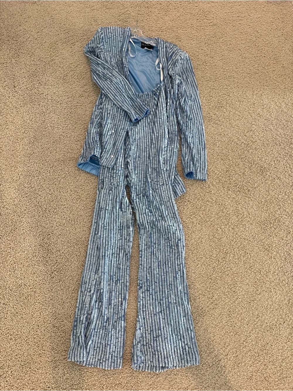Blue Sequin Jumpsuit with Blazer - Women